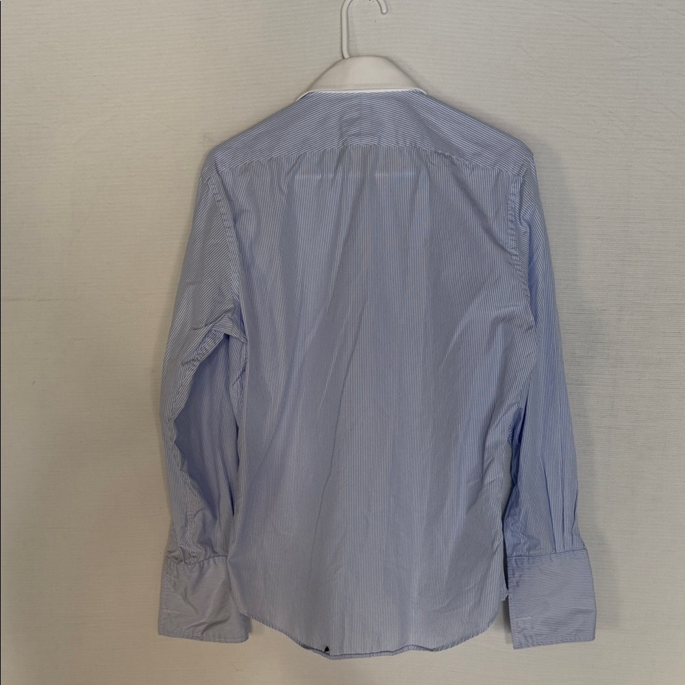 T.M.Lewin Light Blue Pinstripe Shirt with White Collar - Picture 5 of 5